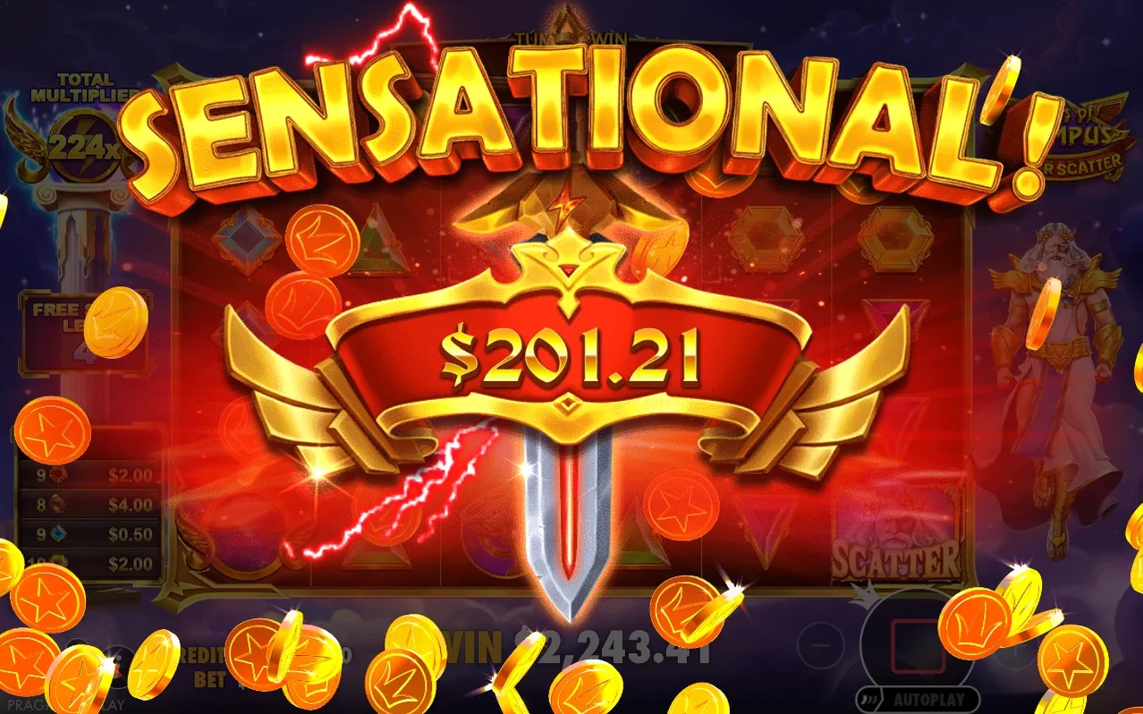 Οθόνη SENSATIONAL με κέρδος $201,21 στους δωρεάν γύρους και συνολικό πολλαπλασιαστή 224x.